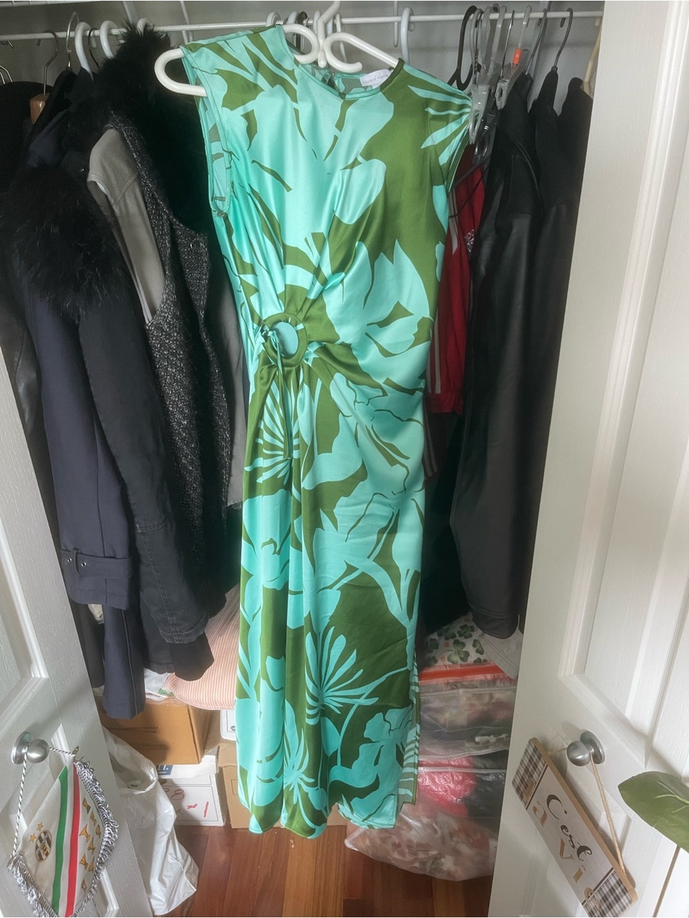 House of Harlow 1960 Satin Side Tie Slip Floral Maxi Dress Sz S
